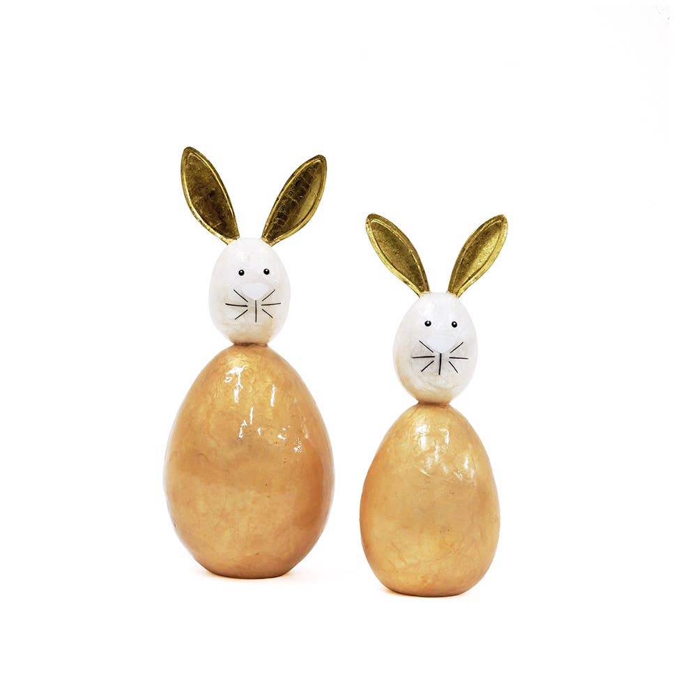 Dekorasyon Gifts Decor - Wholesale Decorative Tabletop Object - Capiz Tabletop Bunny w/Gold Ears (White/Gold)
