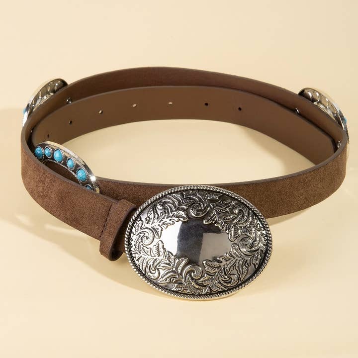 Anarchy Street - Wholesale Belt - Women's - Concho Buckle Detail Western Vegan Leather Belt1