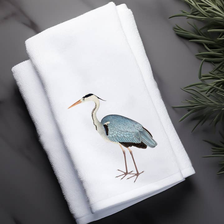 Fernville Creations - Wholesale Bath Towel - Blue Heron Luxury Fingertip Towel for Bath and Powder Room