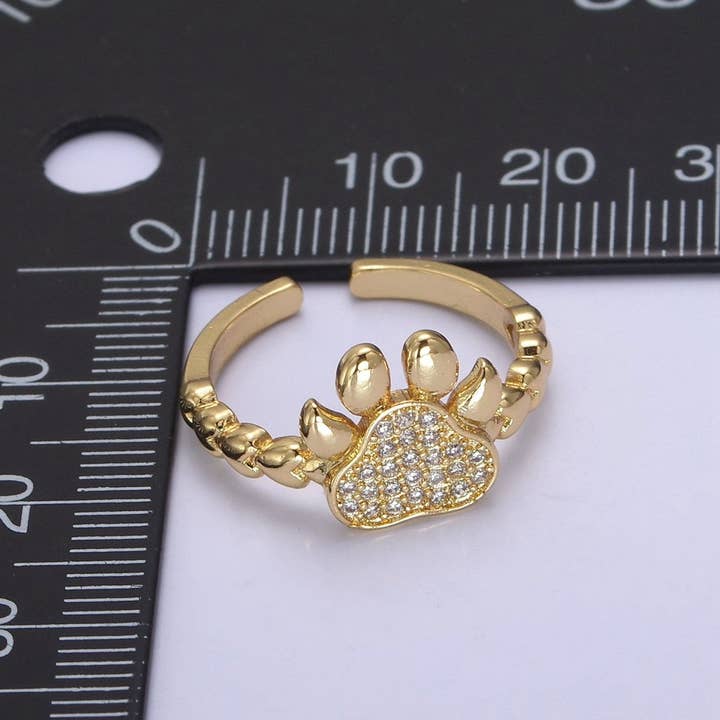 Aim Eternal - Wholesale Band/Stacked Ring - Gold Dog Cat Paw Ring, Designer Dog Cat Paw Ring, Unique Dog Cat Paw Ring, Dainty Band Ring, Sisters Gift,Best Friend Gift U-5023
