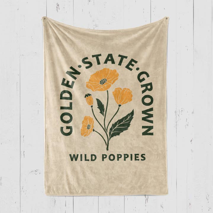 California Wild Poppies Blanket for wholesale by State Bliss