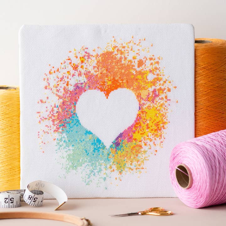 Akvarell hjärta korsstygn Kit för wholesale av Meloca Designs