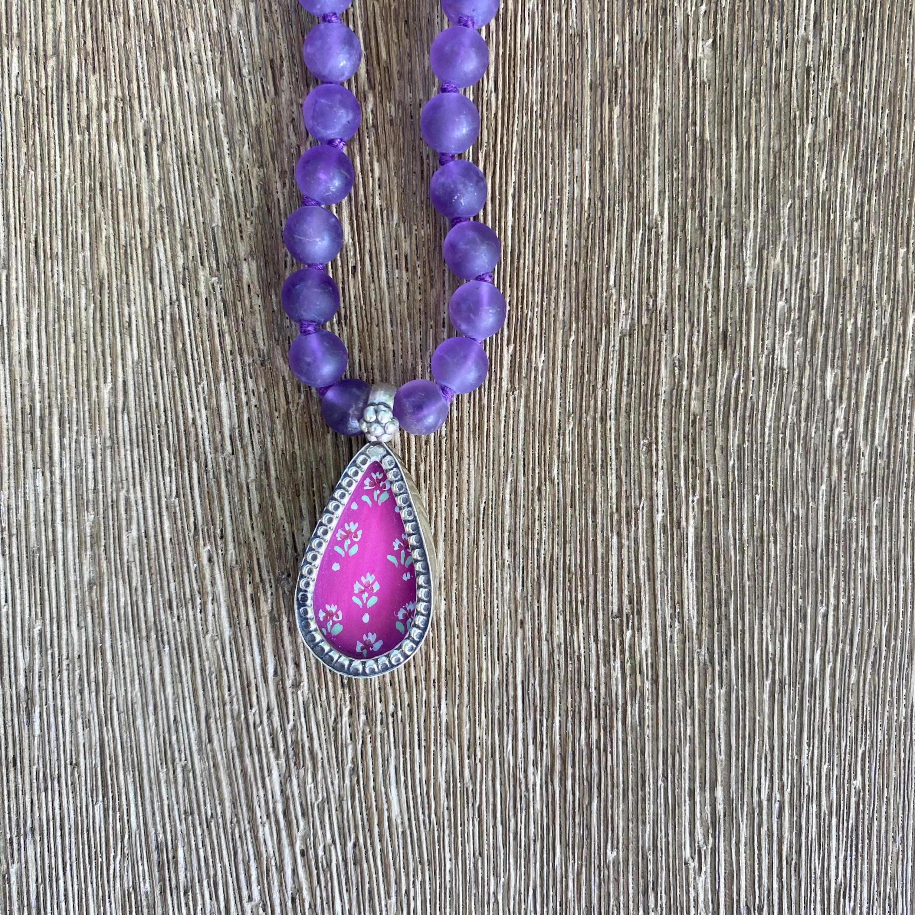 Jen Stock Mindful Designs - Wholesale Pendant/Charm Necklace - Block Print Beaded Necklaces16