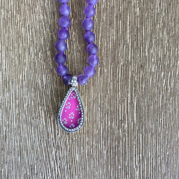 Jen Stock Mindful Designs - Wholesale Pendant/Charm Necklace - Block Print Beaded Necklaces16