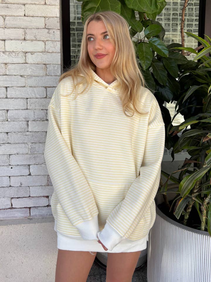 Baby Yellow and White Big Striped Hoodie for wholesale on Faire