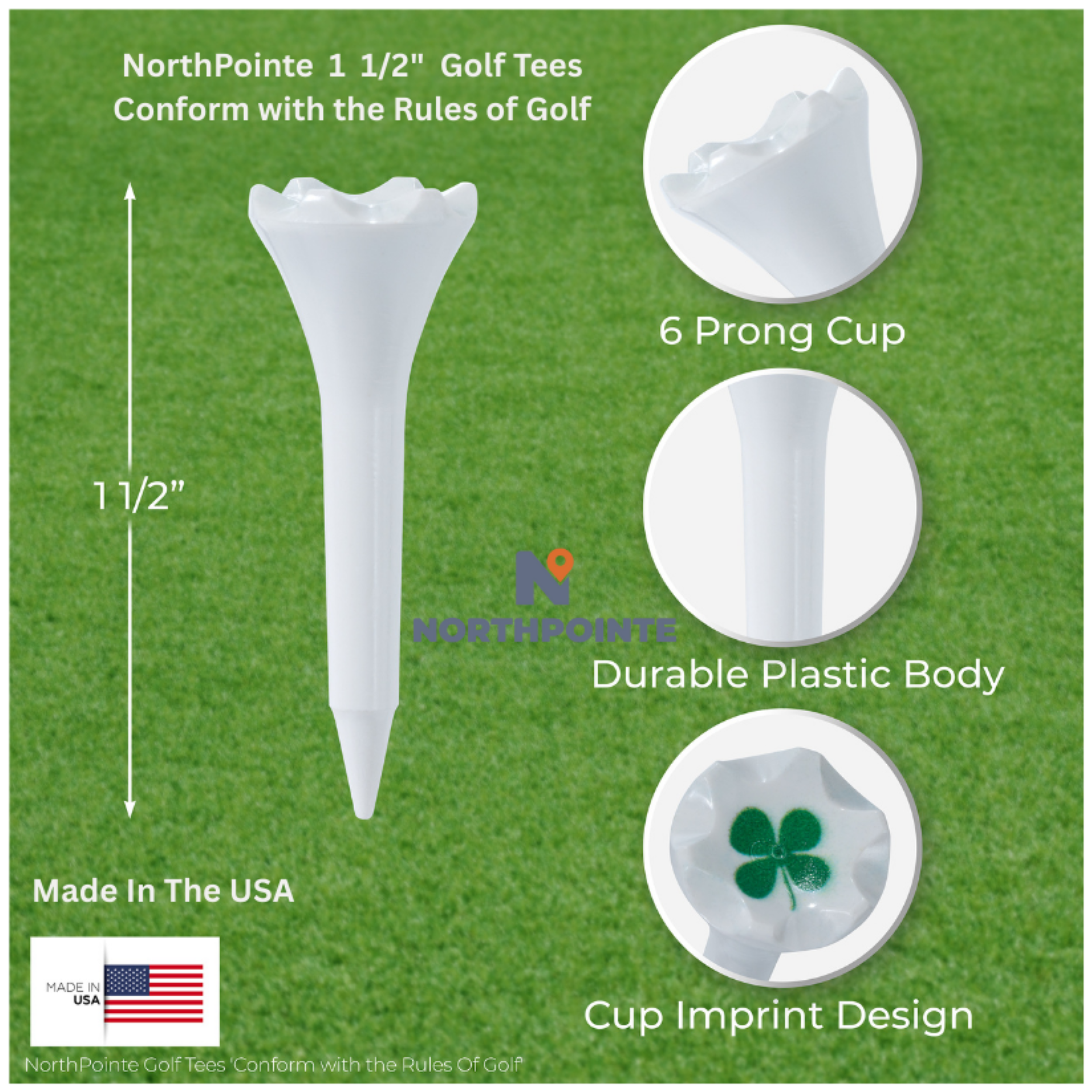 NorthPointe Golf - Wholesale Sports & Outdoor - Four Leaf Clover Cup Imprinted Golf Tees5