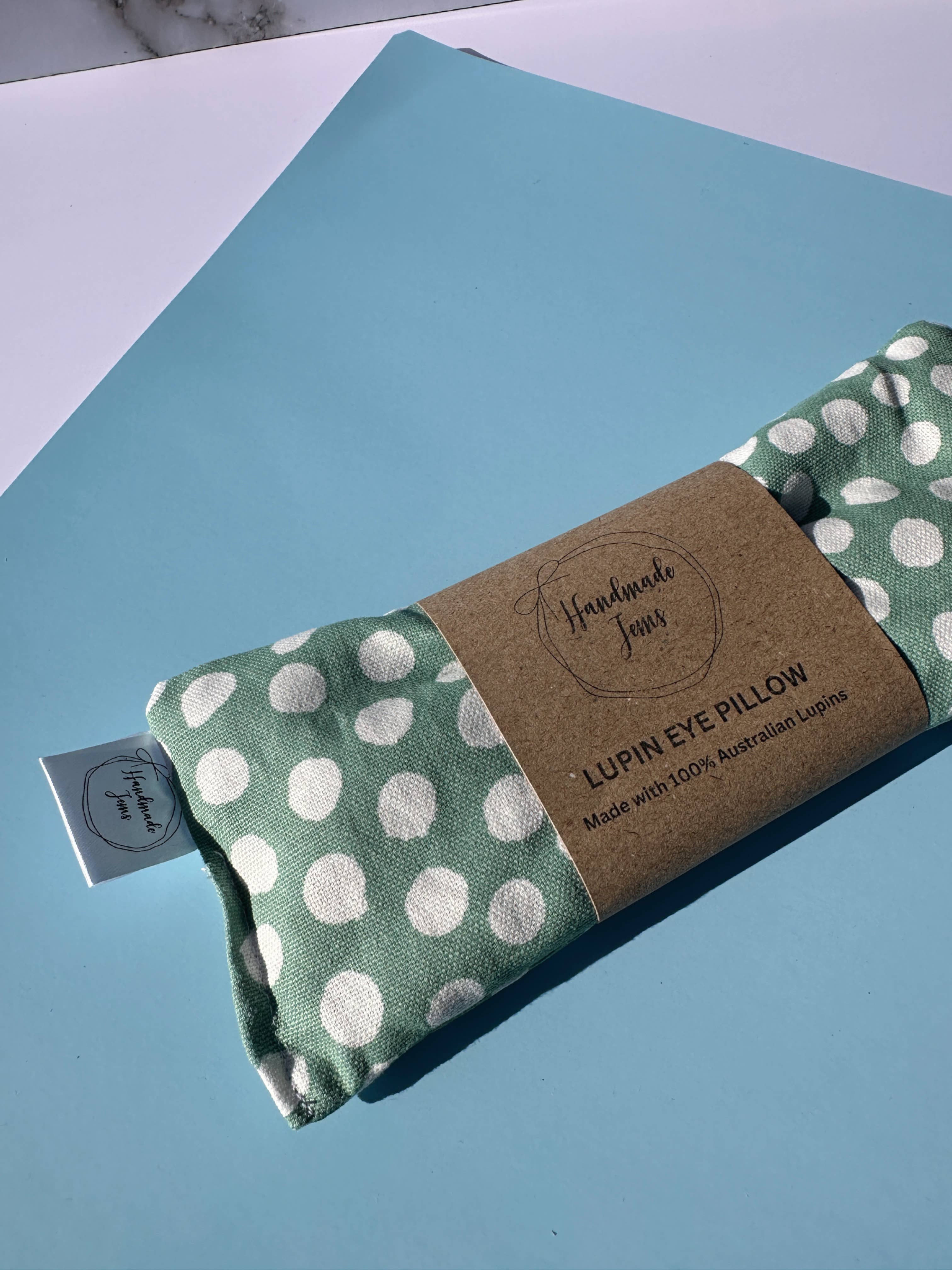 Handmade Jems – Engroshandel Spa-/terapipude – Grønprikket lupin øjenpude1