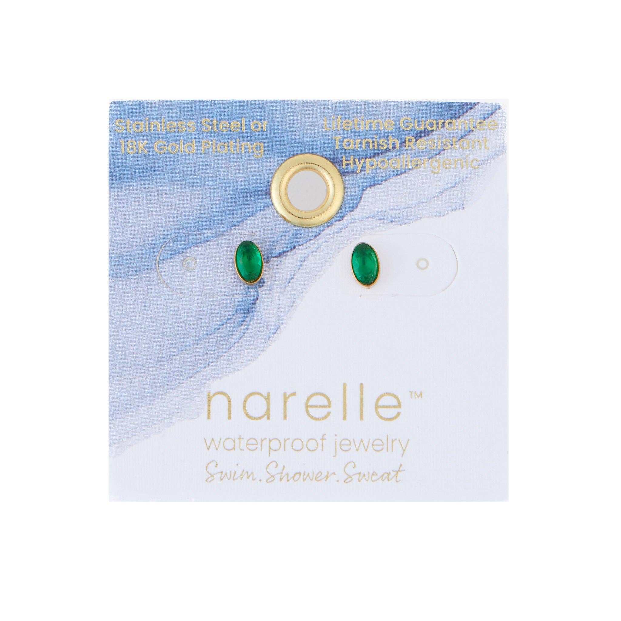 Elsie & Zoey - Wholesale Stud/Post Earrings - Waterproof Earring Narelle Oval Cubic Zirconia 18K Gold Stud14