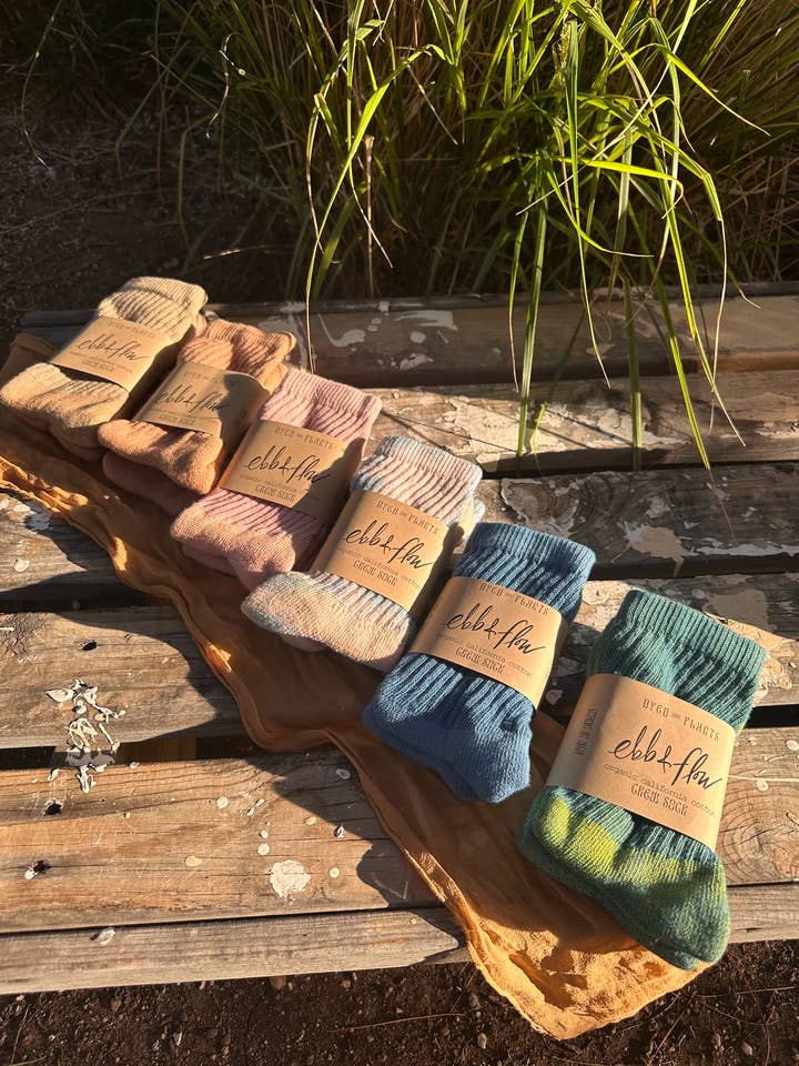 Organic Cotton, Plant-Dyed Crew Socks, Unisex for wholesale by Ebb & Flow
