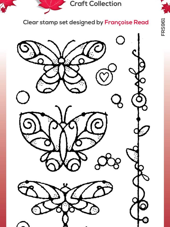 Woodware Clear Singles Wired Butterflies 4 in x 6 in Stamp for wholesale by Ecstasy Crafts Distributing