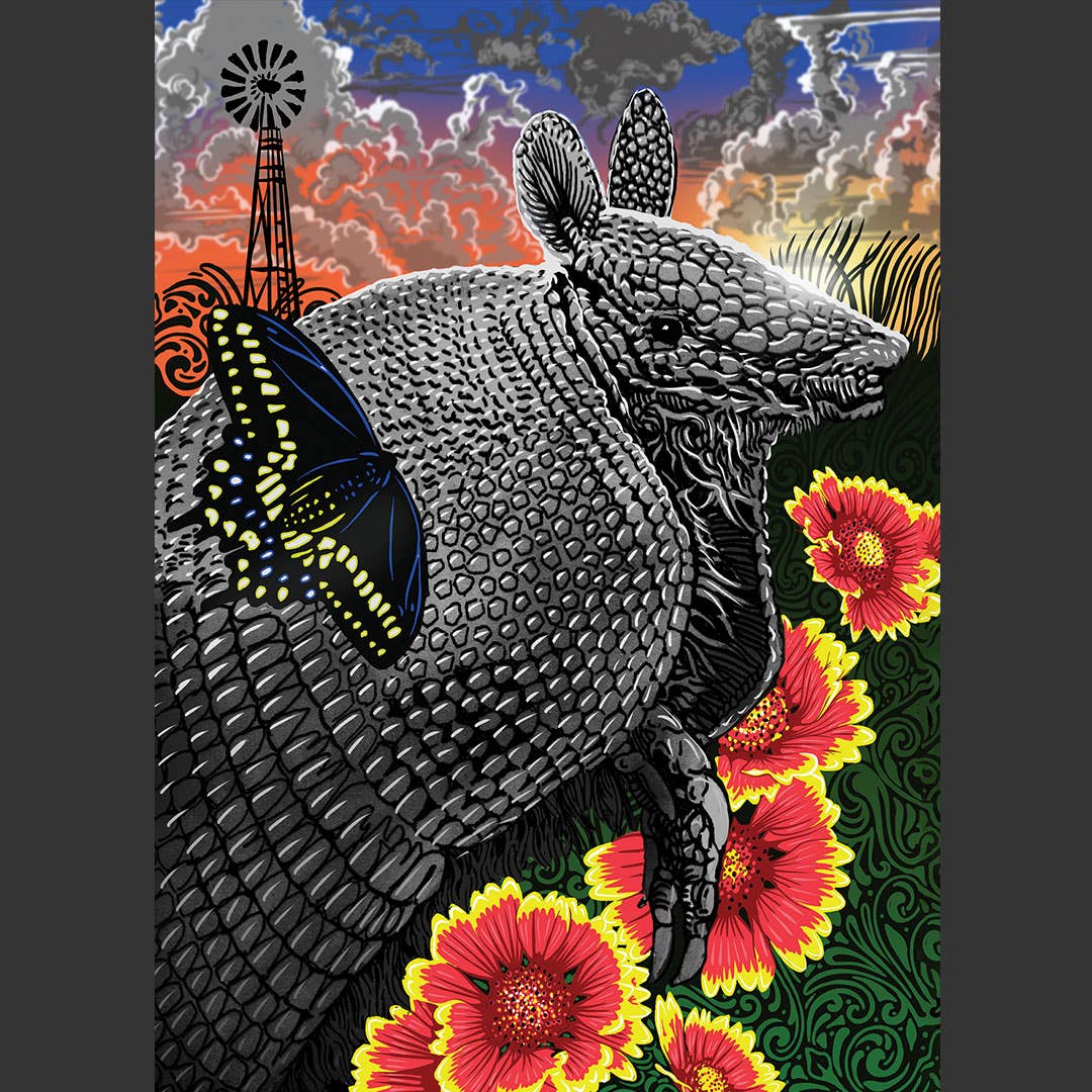 Sunny Days - Wholesale Love Card - Armadillo, Swallowtail Butterfly, & Indian blanket flowers1