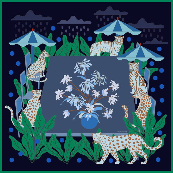 Double Sided Silk Scarf of Night Banquet for wholesale by Jessie Zhao New York