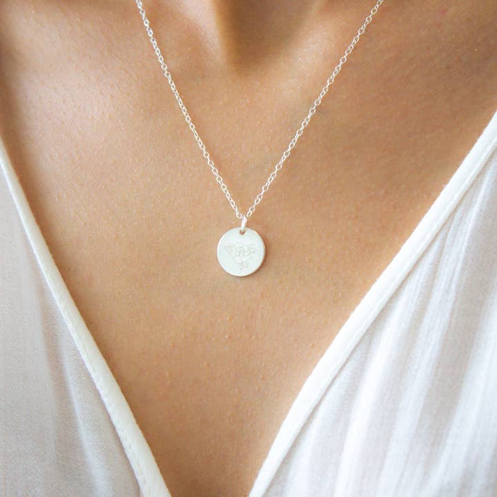 Emery and Opal – Großhandel Kette mit Anhänger/Charm – Halskette mit rundem Scheibendesign mit Geburtsblume7