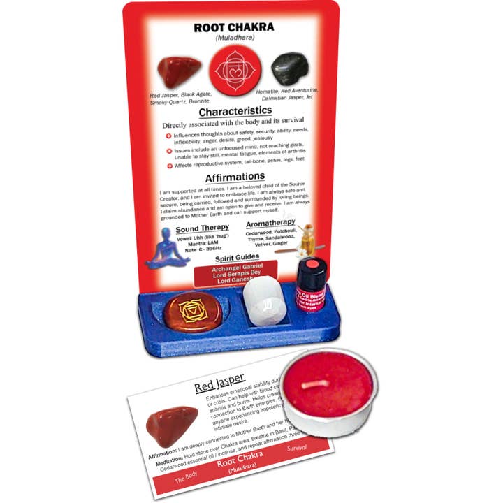 Deep Healing Light - Wholesale Meditation Supplies - Chakra Healing Altar & Meditation Kit - 7 Chakra Sets: Engraved Symbols Stones, Healing Cards, Essential Oil Blends, Scented Candles, Selenite Crystal3