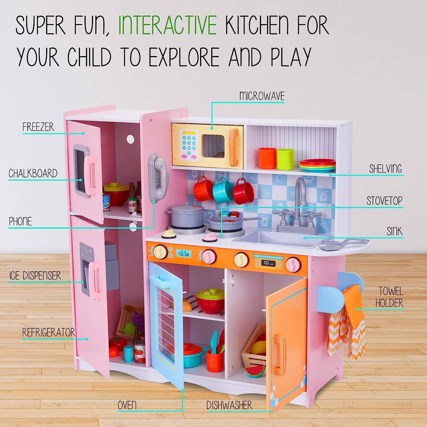 Jumbl - Wholesale Toy Set - Kids - Kids Kitchen Set, Pretend Wooden Kitchen Playset10