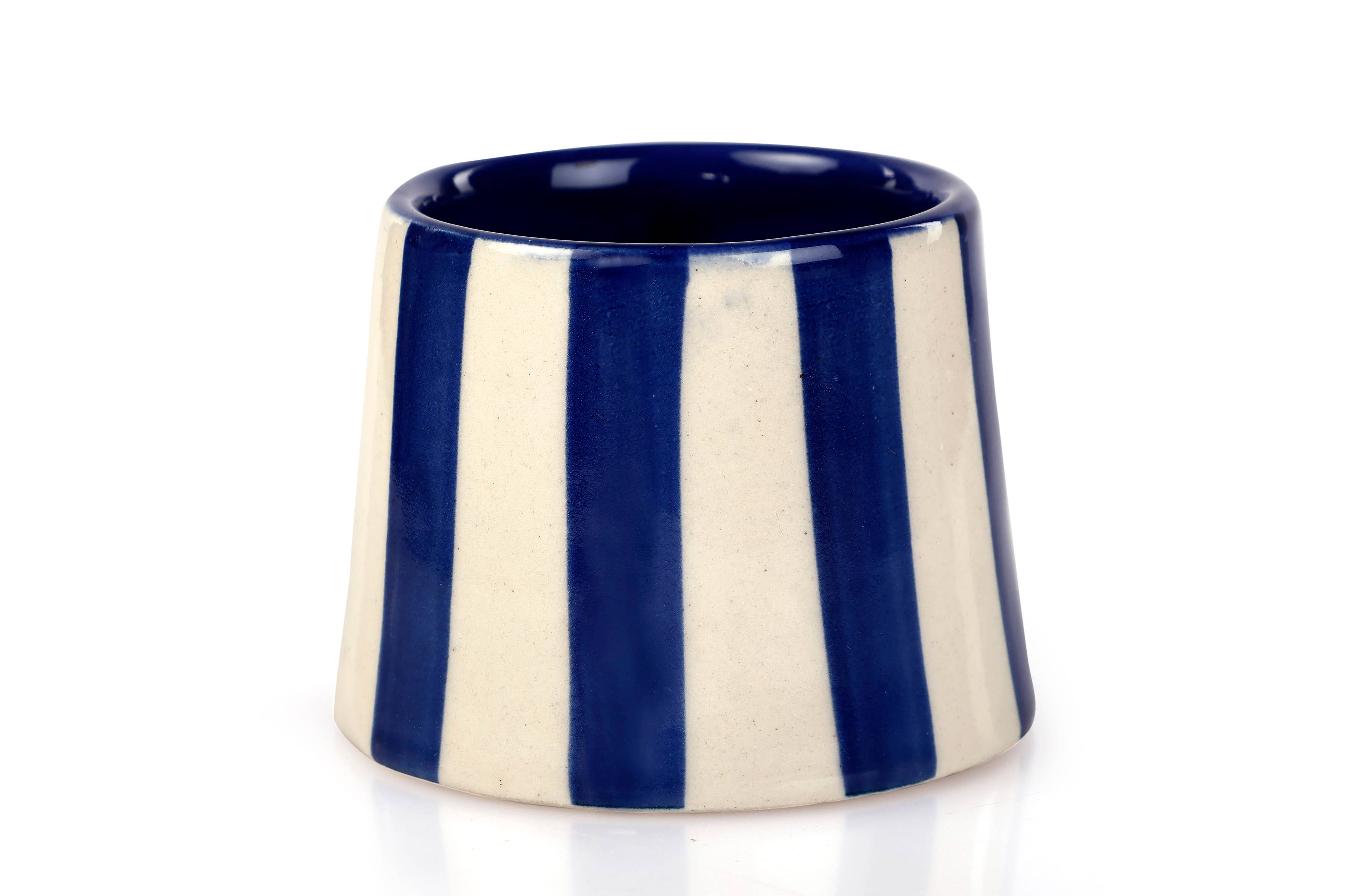 Casa Amarosa - Wholesale Coffee/Tea Cup - Ceramic Stripe  Coffee cup- Dark Blue  220ml2