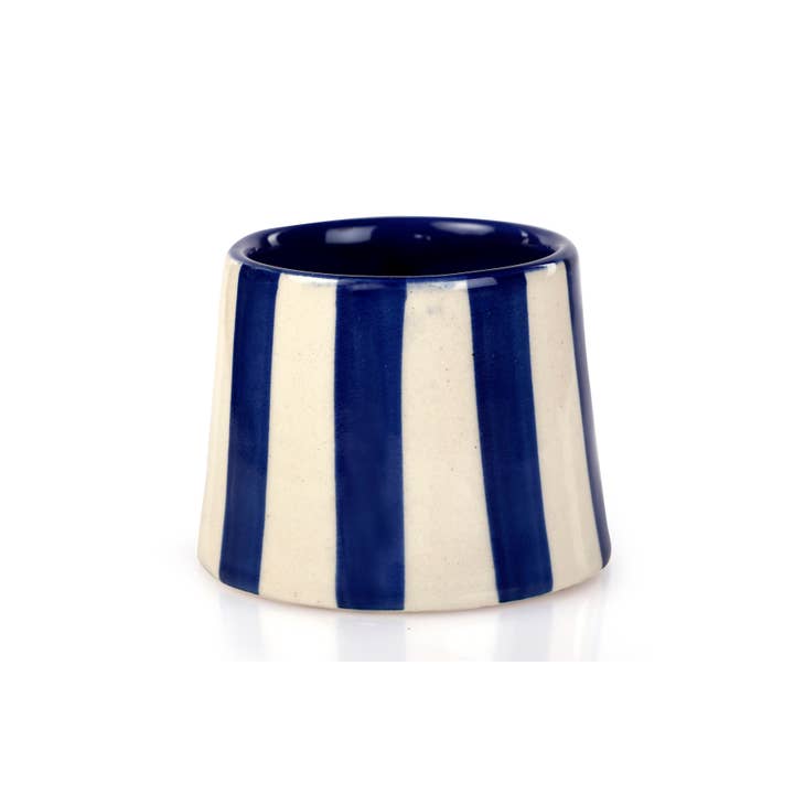 Casa Amarosa - Wholesale Coffee/Tea Cup - Ceramic Stripe Coffee cup- Dark Blue 220ml2
