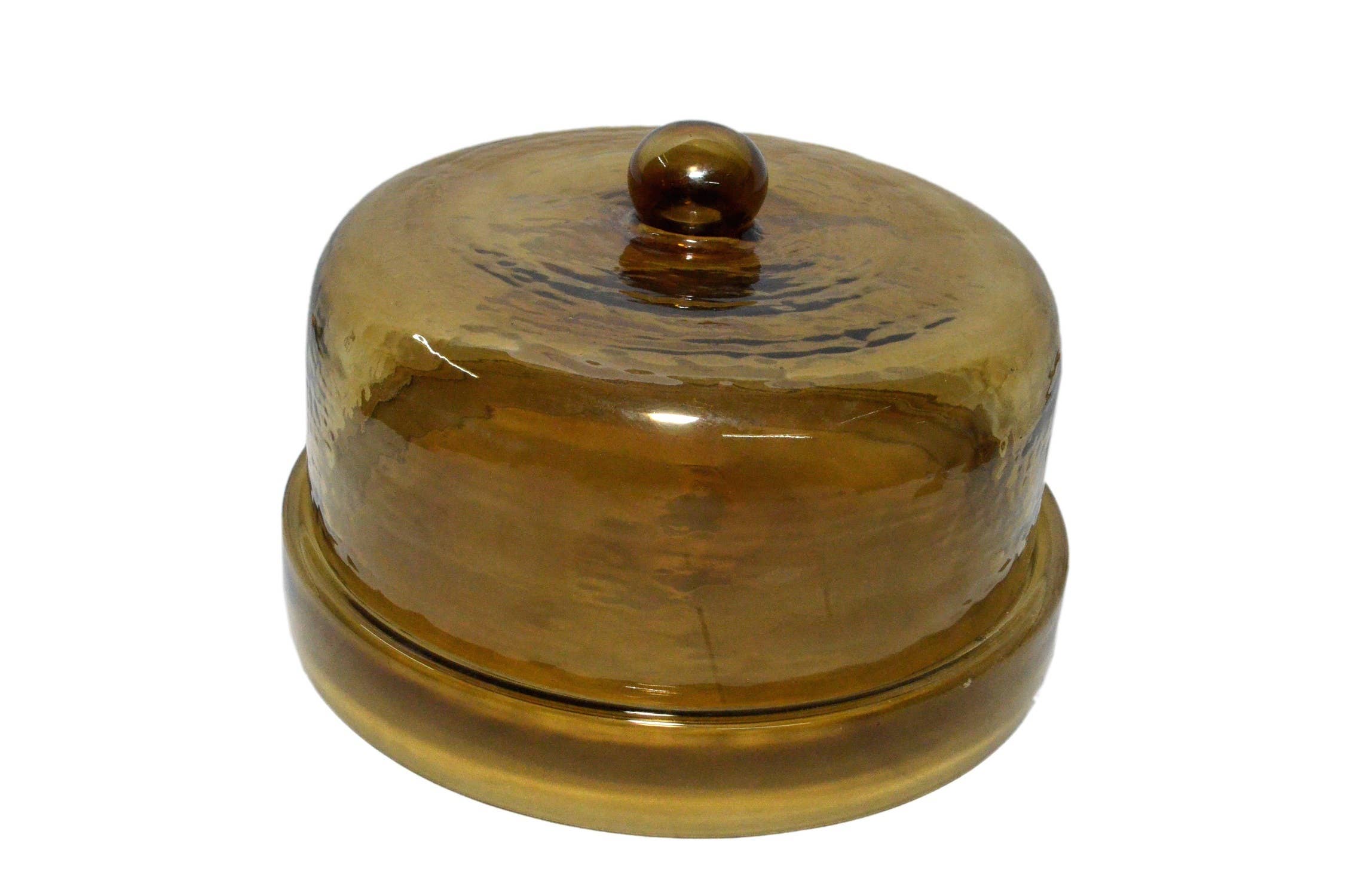 Cake Recycled Glass Dome w/Plate Dia 11.5" Olive for wholesale on Faire0