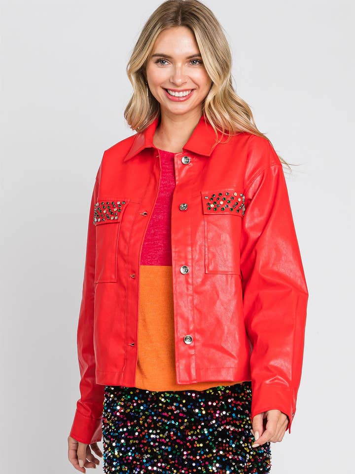 Plus Faux Leather Jacket: SJ50311PL for wholesale by GeeGee x Lovelo