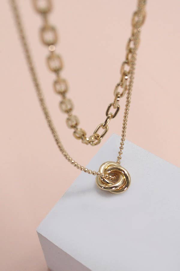 GOLD FLORAL BUD DOUBLE LAYER NECKLACE | 80N570 for wholesale on Faire2