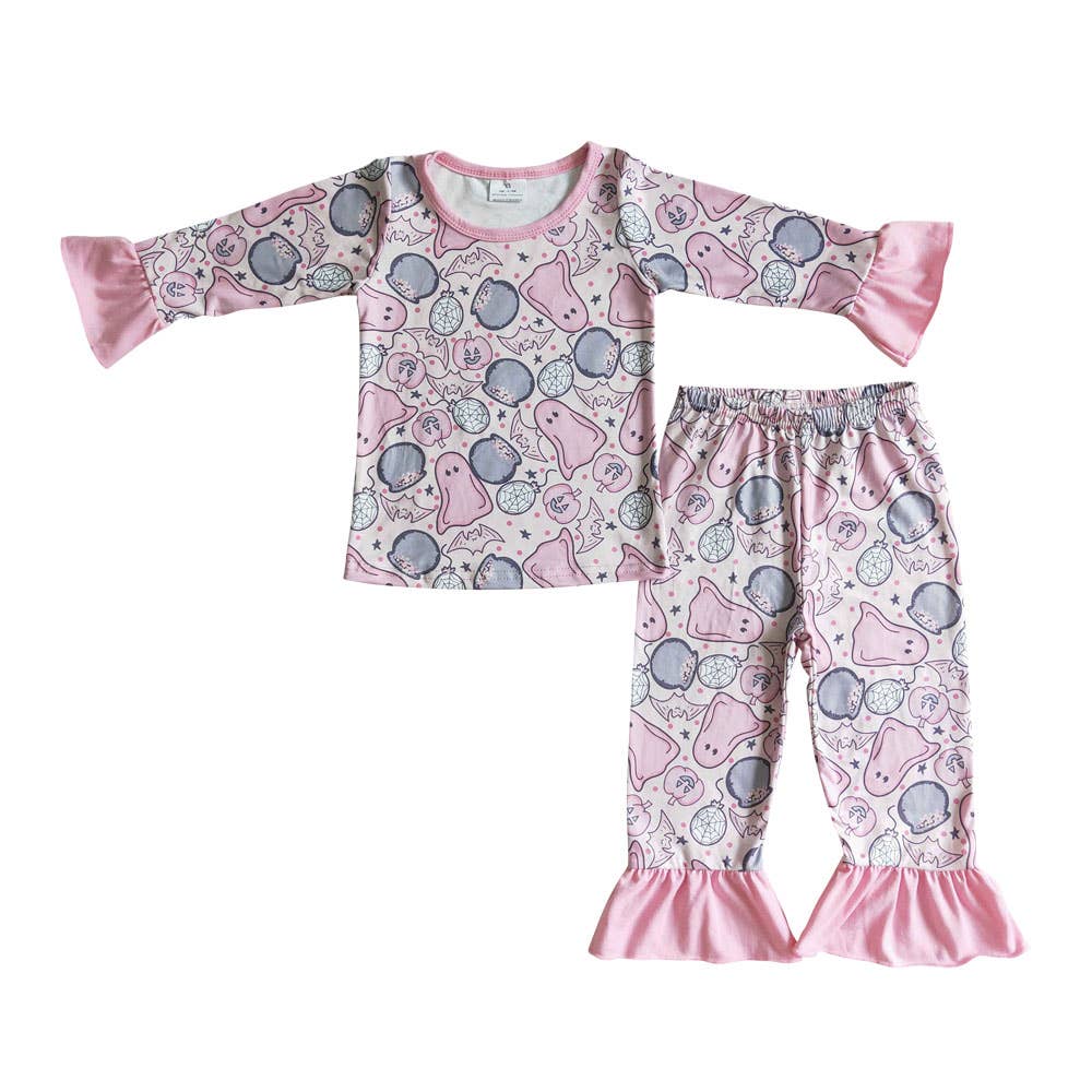 Aier Wholesale - Wholesale Sleepwear Set - Kids - Baby girls Halloween ghost pajamas sleepwear clothes sets2