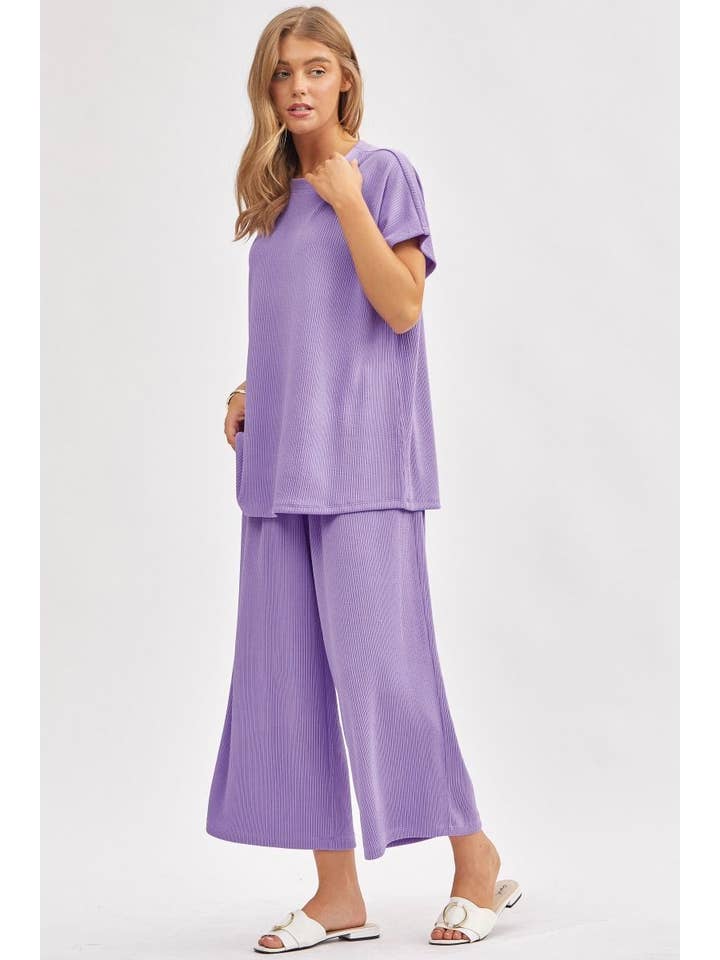 Dear Scarlett - Wholesale Top & Pant Set (NOT Loungewear) - Women's - Solid Top + Wide Leg Pants TRVSET-PALMBEACH