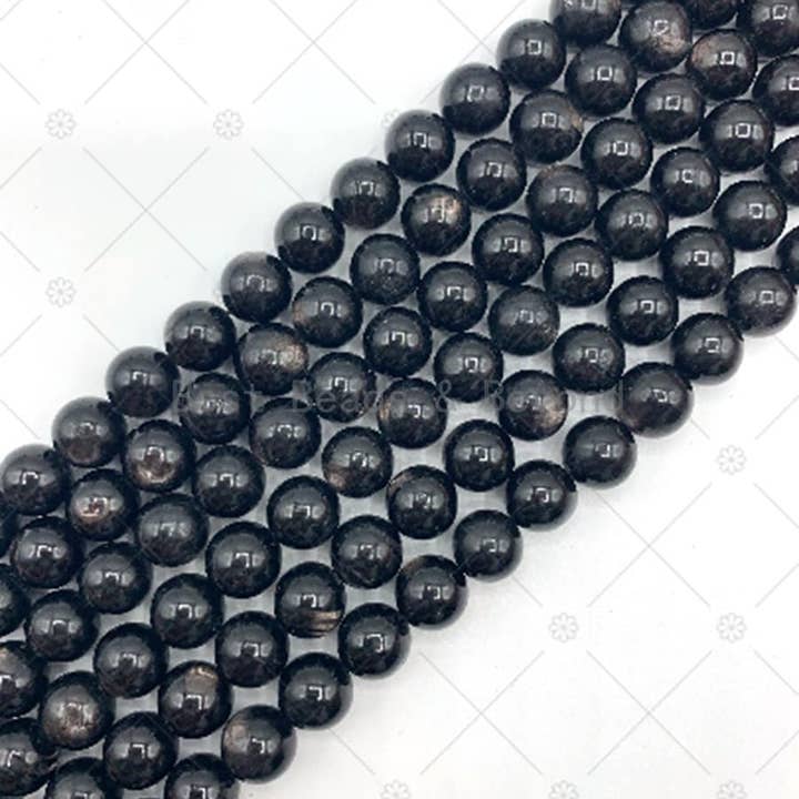 BestBeads&Beyond - Wholesale Beads - Quality Genuine Hypersthene Round Smooth Beads, 8mm/10mm Natural Hypersthene Beads, 15.5'' Full Strand, Sku#U12451