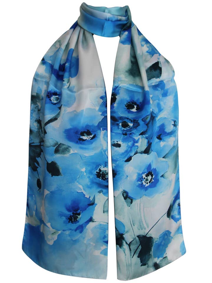 100% Silk Scarf Dis 57698 Var 20 Light Blue for wholesale by tessago