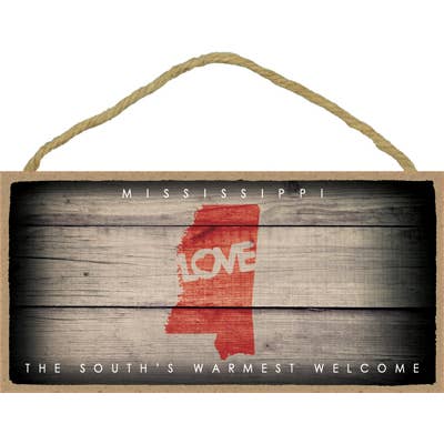 SJT Enterprises, Inc. - Venta al por mayor Letreros - MISSISSIPPI - Esquema estatal con «Amor» y lema estatal