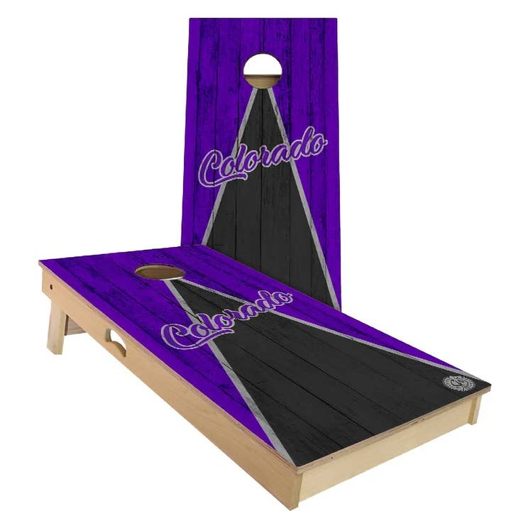 Ensemble de jeu de cornhole tout temps Colorado Triangle Baseball pour la vente par Skip's Garage