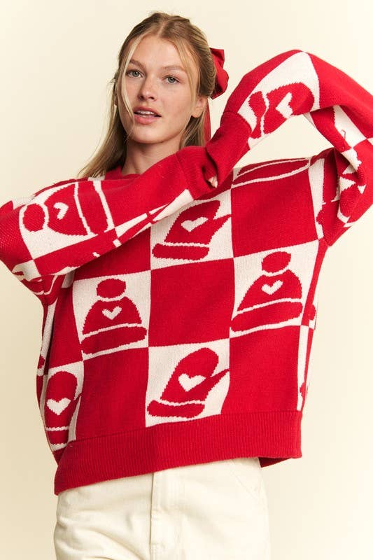 JADE BY JANE - Vendita all'ingrosso Maglione tricot - Donna - Maglione natalizio a quadri plus size a maniche lunghe14