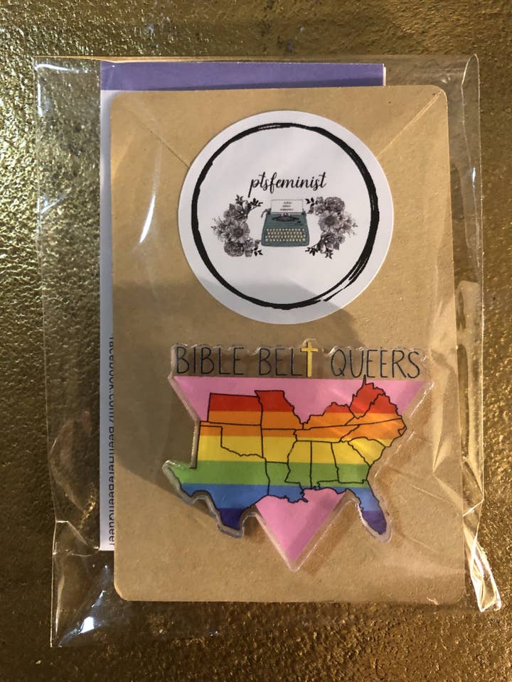 Bible Belt Queers Pin for wholesale by PTSFeminist