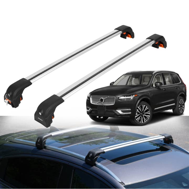 220 lbs Roof Rack Cross Bars for Volvo XC90 2016-2026 with Flush Rails - Silver for wholesale by Erkul Auto USA