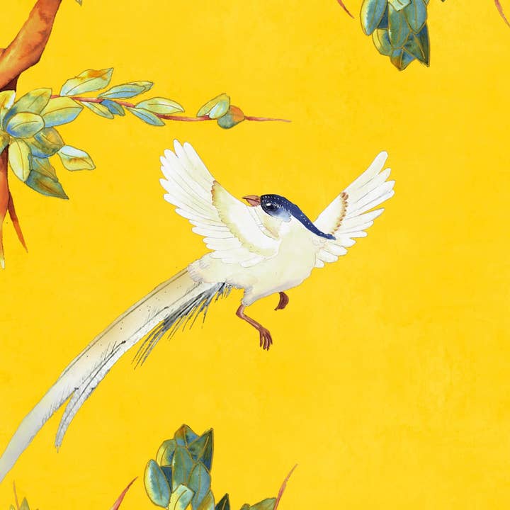 Ina de saint andeol - Wholesale Bedding Blanket - Yellow Chinoiserie Bed Runner3