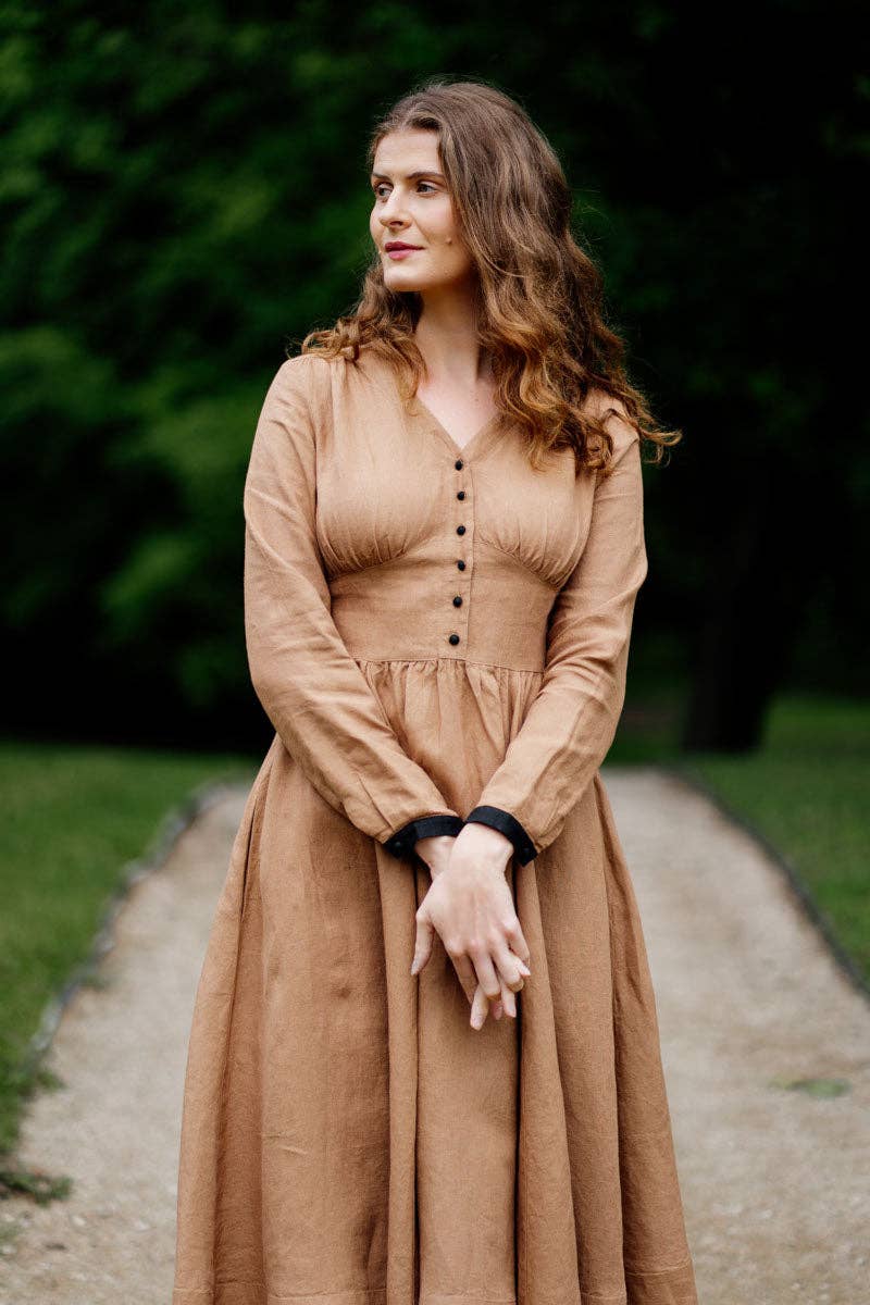 Son de Flor - Wholesale Dress - Women's - Diane – V-Neck Linen Midi Dress11