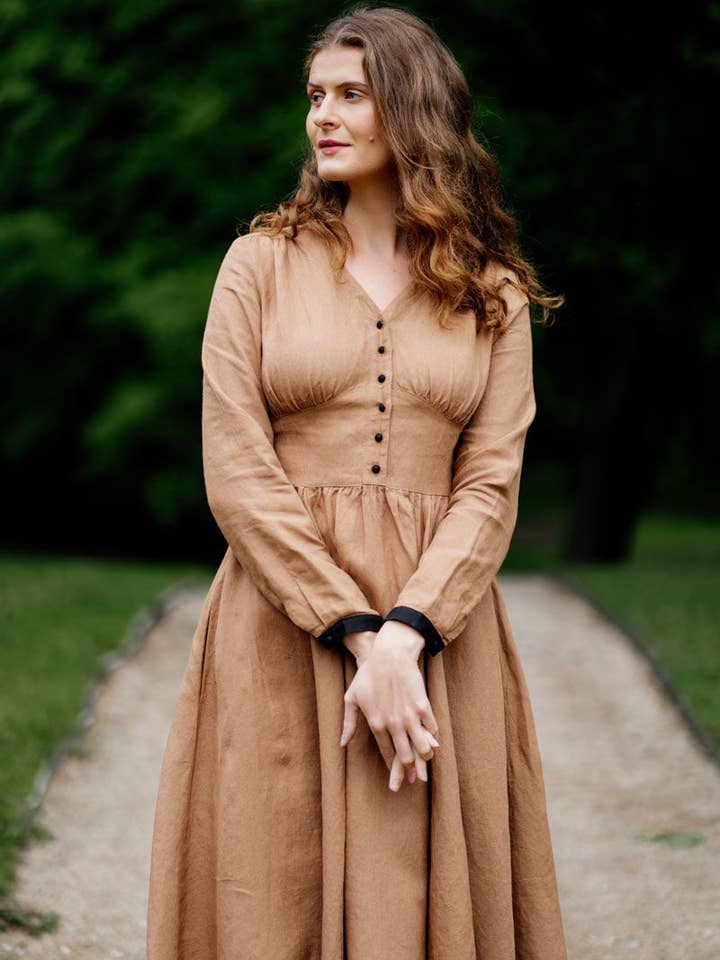 Son de Flor - Wholesale Dress - Women's - Diane – V-Neck Linen Midi Dress11