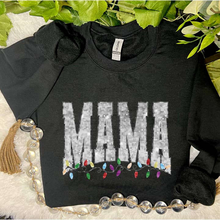 Mama Christmas Lights Tee or Sweatshirt for wholesale by Duck Creations Wholesale