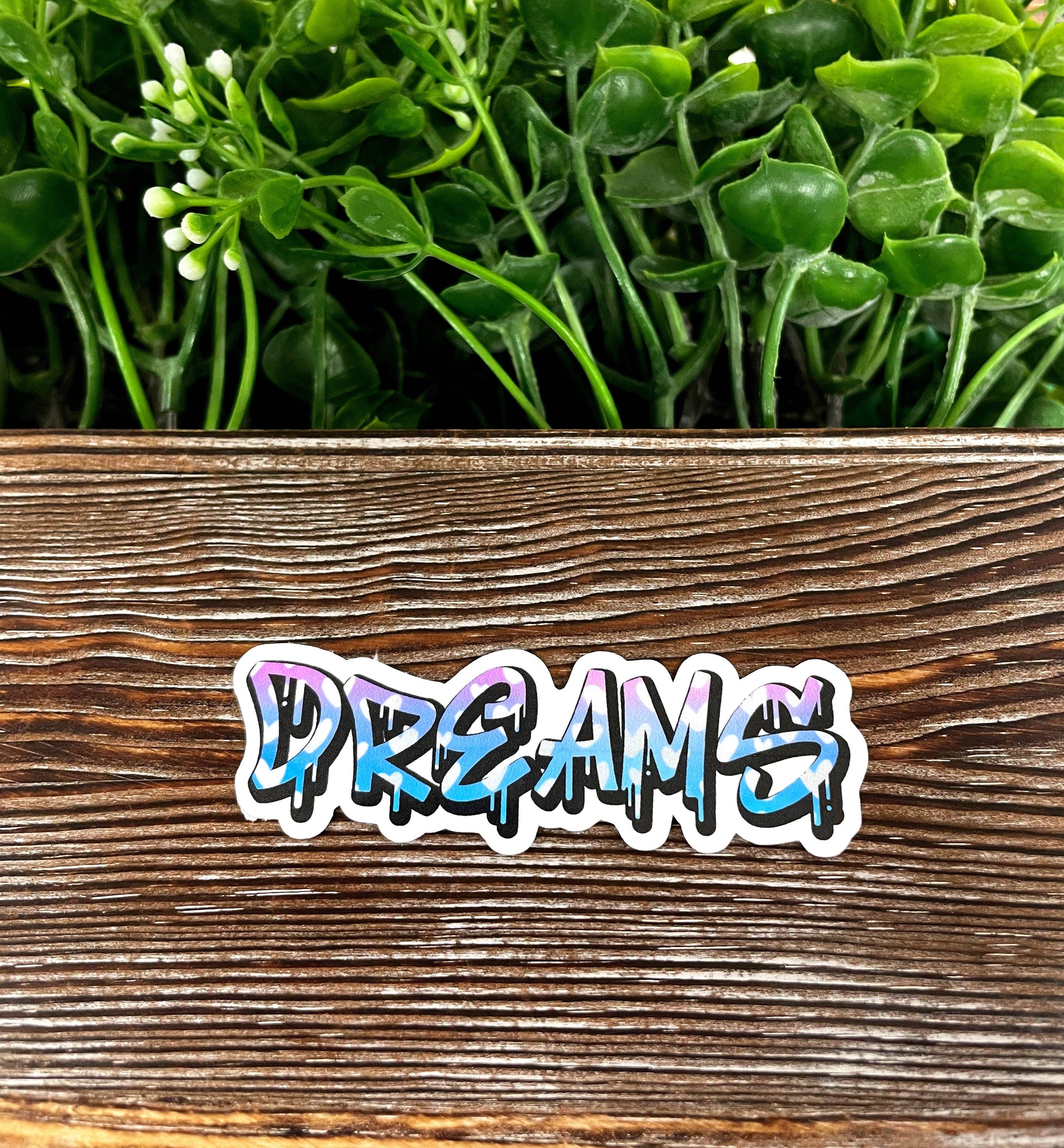 Handmade by Marlayna - Wholesale Sticker - Dreams Spray Paint Word Art, Die Cut Vinyl Sticker, Kan Aangepast maken, Boho Fun, Waterbestendig0