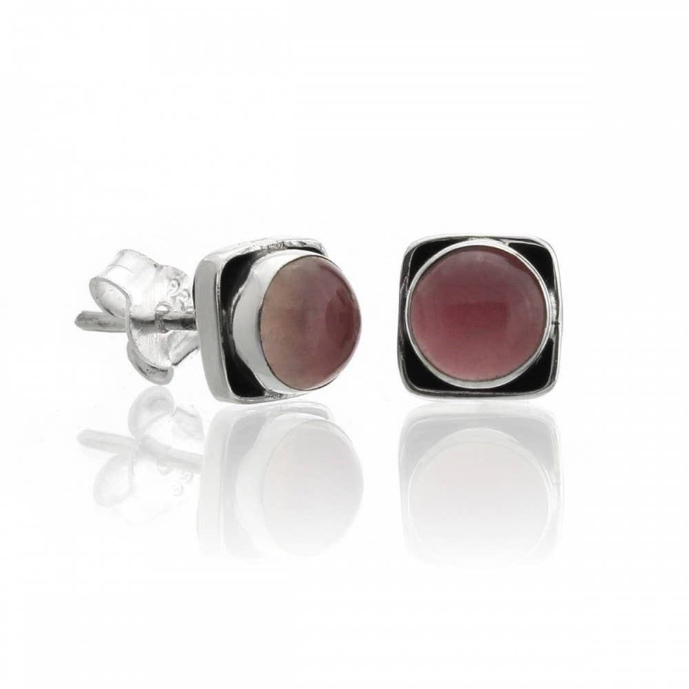 UniArt - Wholesale Stud/Post Earrings - Square Stone and Sterling Silver Earrings1