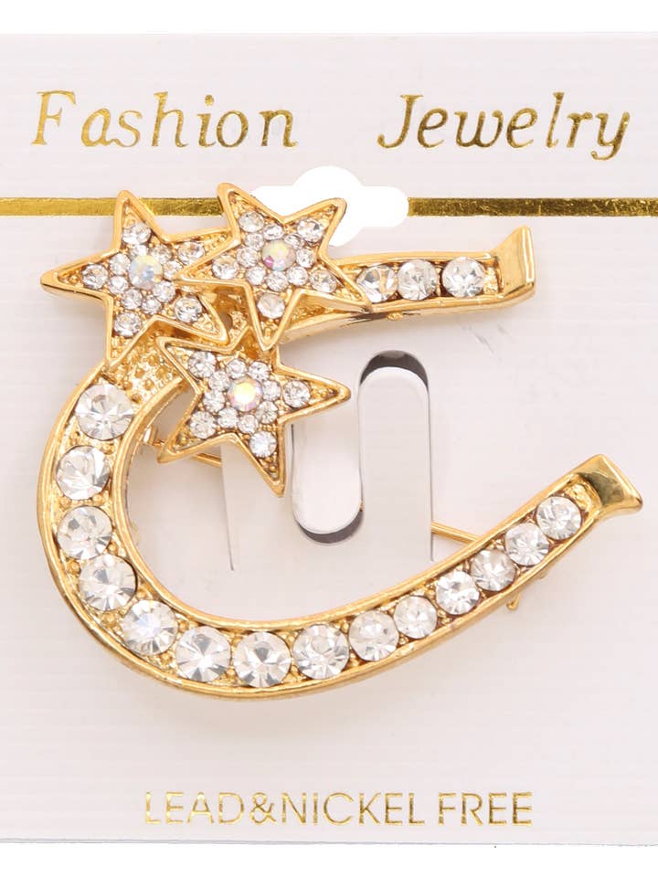 Broche de Metal con Forma de Herradura de Caballo y Estrella con Diamantes de Imitación YB-2423 para venta al por mayor de anbfashion
