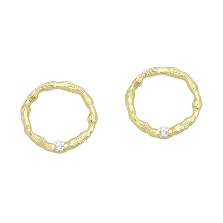 Hammered Closed Round Ring with CZ on, Close Ring for necklace bracelet Making, Sku#ZX234 for wholesale by BestBeads&Beyond