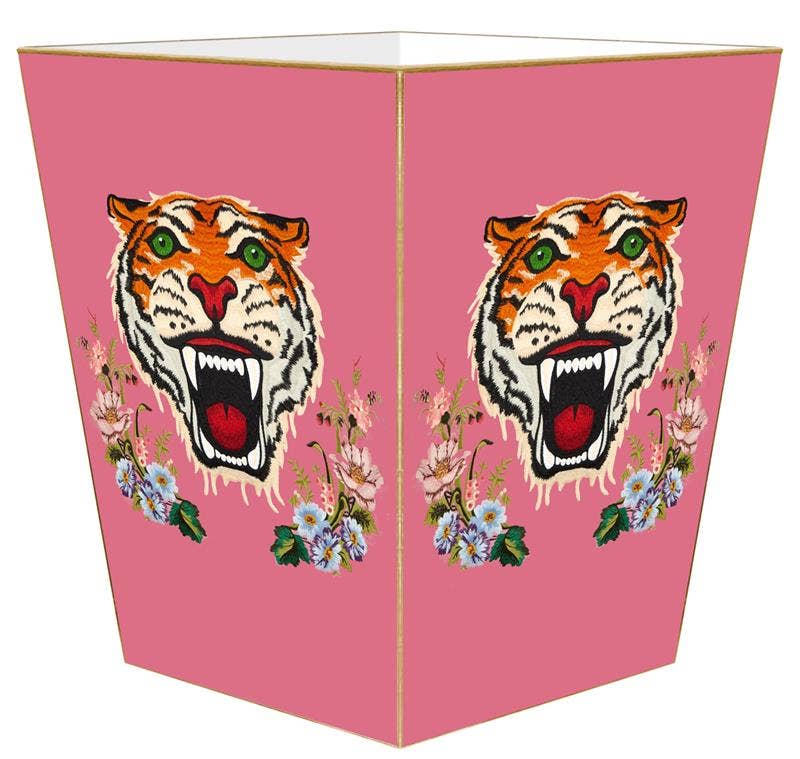 Marye-Kelley - Wholesale Prullenbak/vuilnisbak - Tijger op roze en blauwe prullenmand4