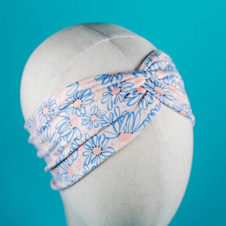 Bandeau Torsadé Floral Pêche pour la vente par Hen’s Bow Co