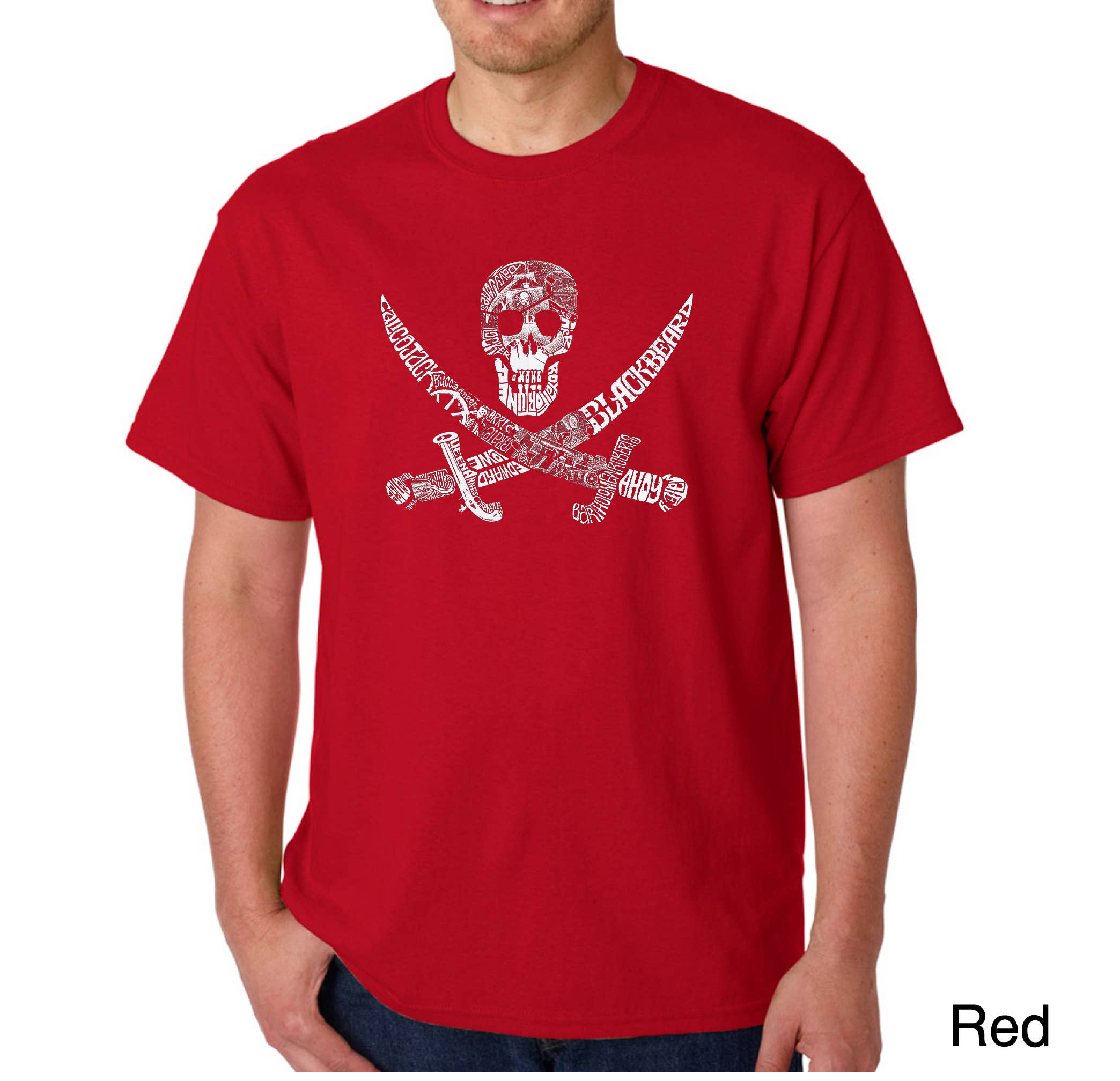 LA Pop Art - Vendita all'ingrosso Maglietta serigrafata - Uomo - Maglietta Word Art da uomo LA Pop Art - PIRATE CAPTAINS SHIPS7