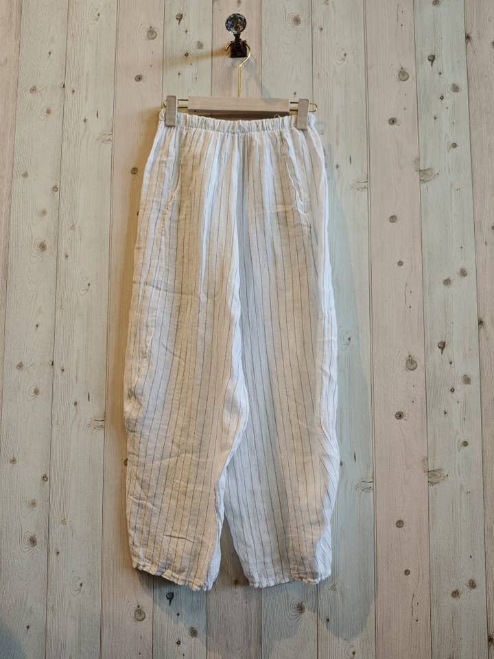 Linen & More - Wholesale Pants - Women's - REF 4148 STRIPED LINEN PANTS 100%