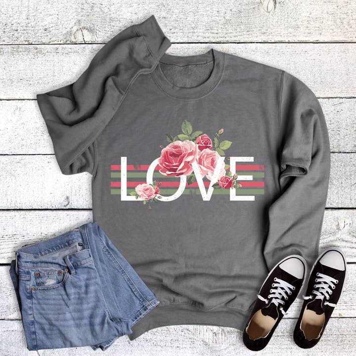Valentine Love Roses Sweatshirt for wholesale by Rebel Rose