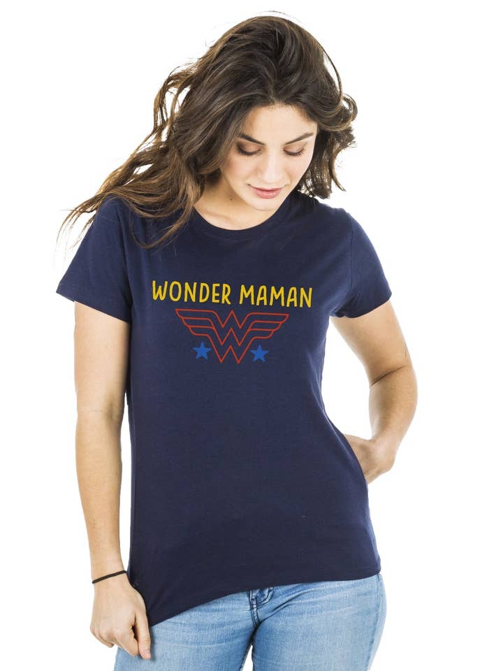T-SHIRT NAVY FEMME WONDER MAMAN pour la vente par Le Roi du T-shirt