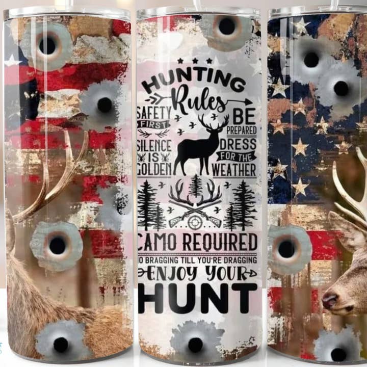 20oz Stainless Steel Tumbler - Hunting Rules for wholesale by Your Custom Sports