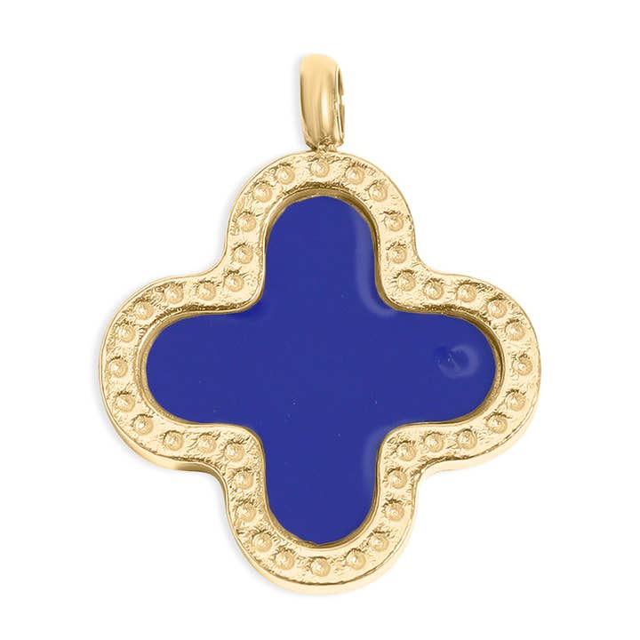 18K Gold PVD Stainless Steel Lucky Clover Charm for wholesale on Faire