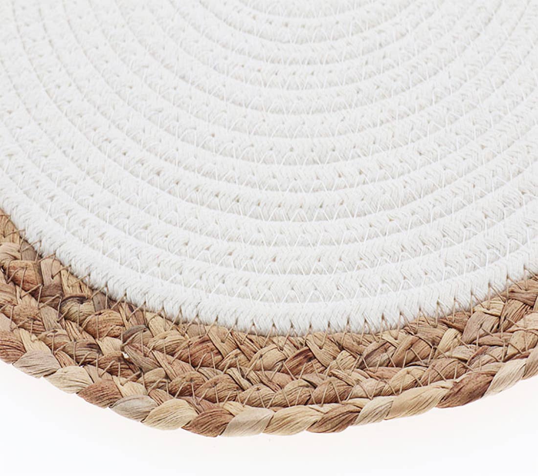 Fennco Styles – wholesale Placemat – Hand-Woven Rattan Cotton Braided Rope Placemat3